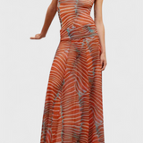 Silvina Ensemble Rétro en Maille avec Imprimé Vague et Coupe Fluide