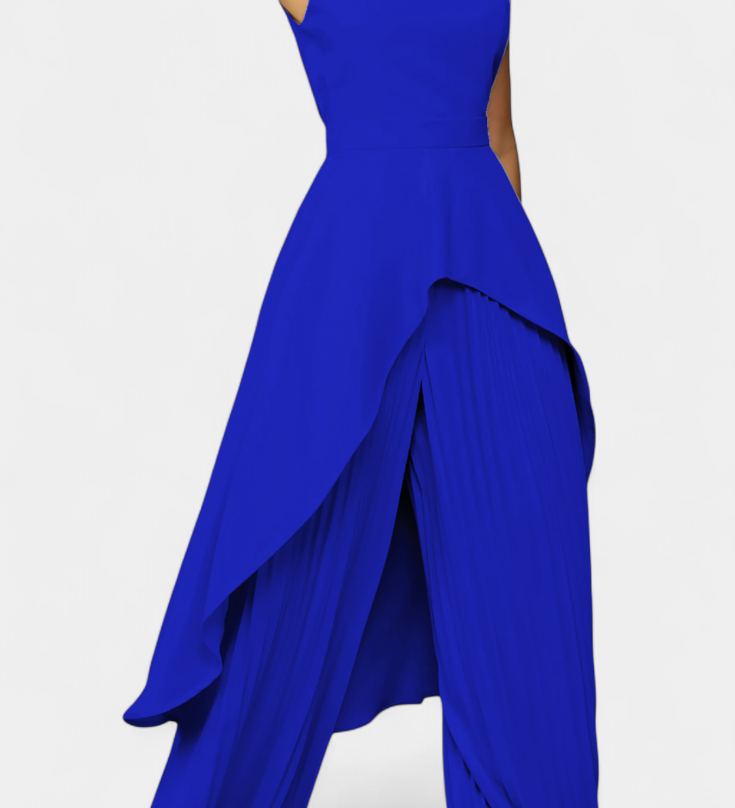 Ensemble Asymétrique Chrysoula avec Pantalon Plissé