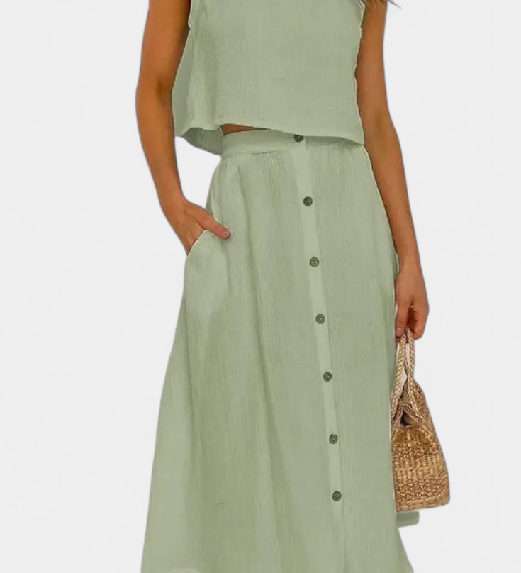 Naha Ensemble en Coton avec Gilet et Boutons Frontaux