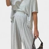 Trista Ensemble Décontracté de Top Doux et Pantalons à Jambes Larges