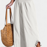 Justina Pantalon Palazzo à Volants et Taille Haute