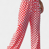 Hilaria Pantalons à Jambe Large à Motif Carreaux
