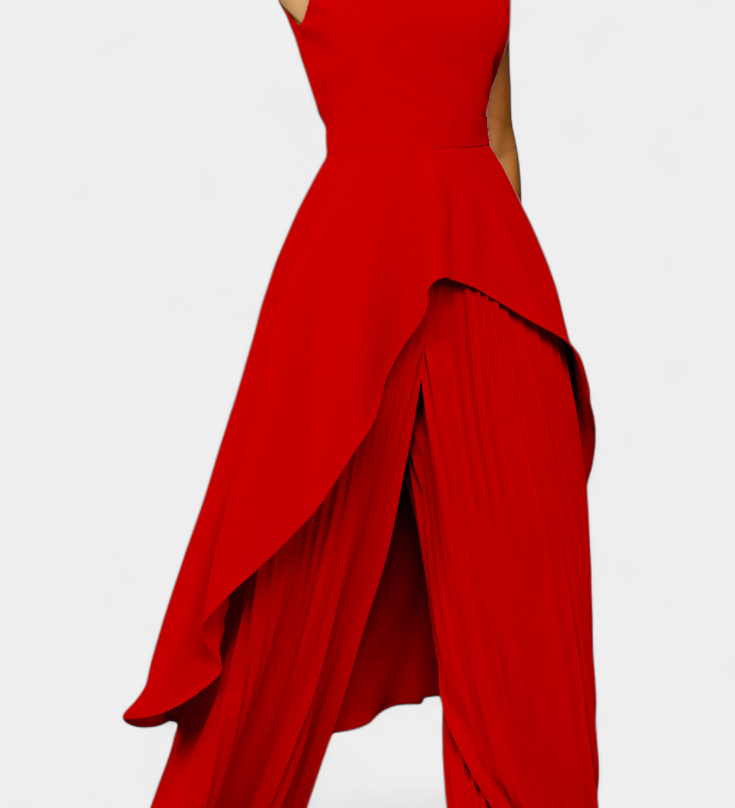 Ensemble Asymétrique Chrysoula avec Pantalon Plissé