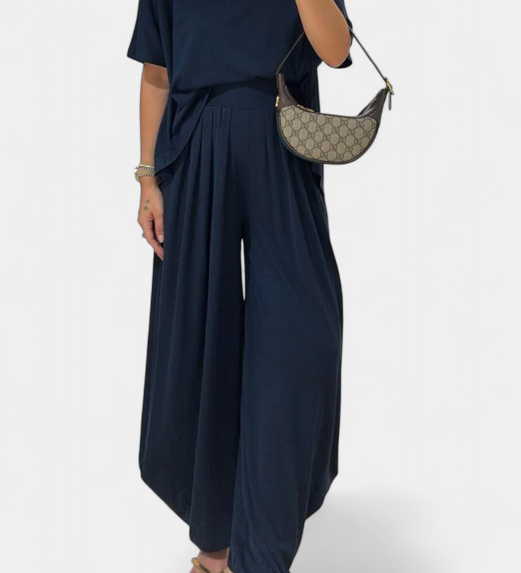 Trista Ensemble Décontracté de Top Doux et Pantalons à Jambes Larges