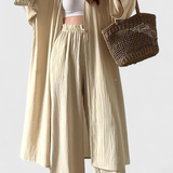 Ensemble Décontracté Suella en Deux Pièces avec Cardigan Long et Fente Latérale