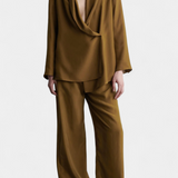 Ensemble Blazer à Revers et Pantalons Assortis Sue