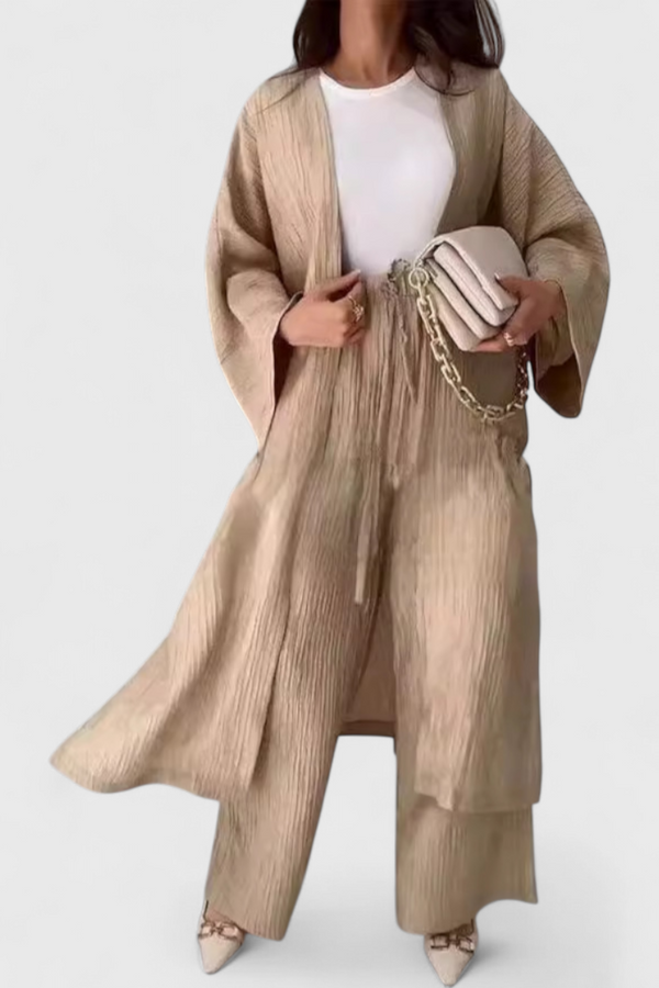 Ensemble Décontracté Caspian en Deux Pièces avec Kimono Long