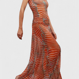 Silvina Ensemble Rétro en Maille avec Imprimé Vague et Coupe Fluide