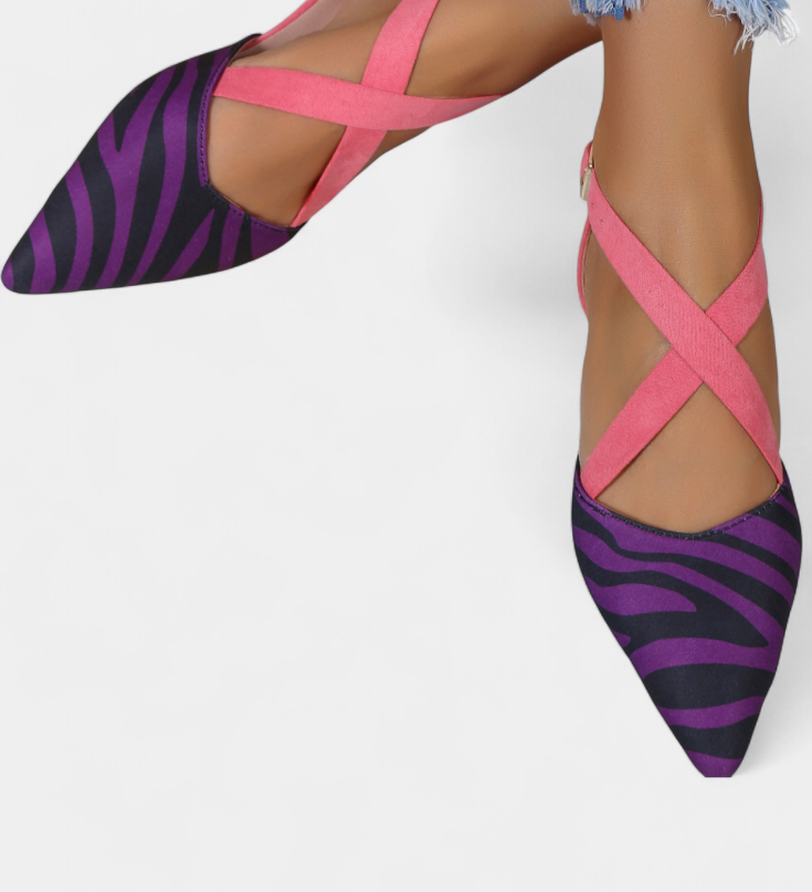 Ballerines Fenna avec Imprimé Zèbre et Brides Croisées