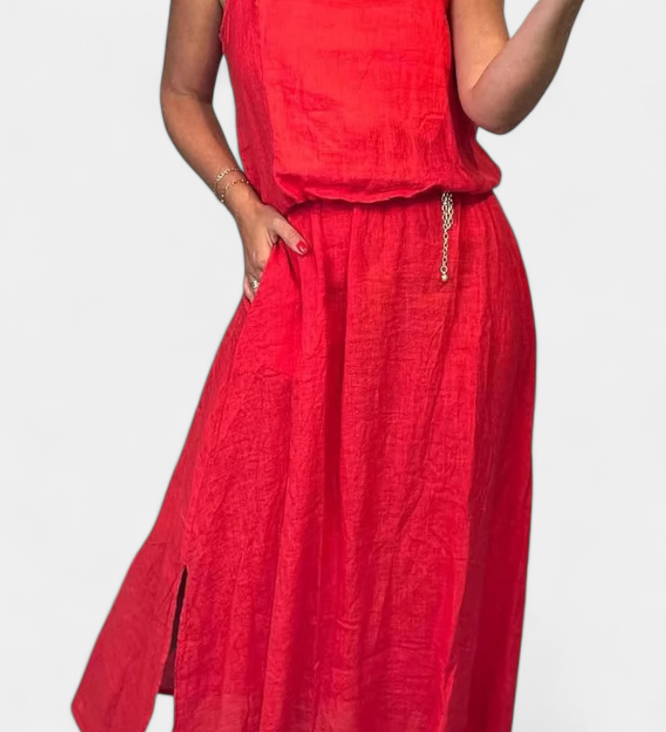 Ensemble Meliora en Lin et Coton avec Gilet Sans Manches et Jupe