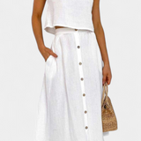 Naha Ensemble en Coton avec Gilet et Boutons Frontaux