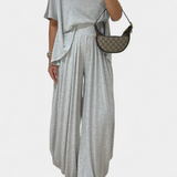 Trista Ensemble Décontracté de Top Doux et Pantalons à Jambes Larges