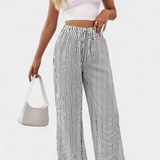 Sabrina Pantalons Droits Légers avec Taille Ajustable Rayé