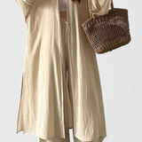 Ensemble Décontracté Suella en Deux Pièces avec Cardigan Long et Fente Latérale