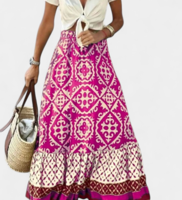 Jupe Maxi Éthyl Imprimée avec Volant