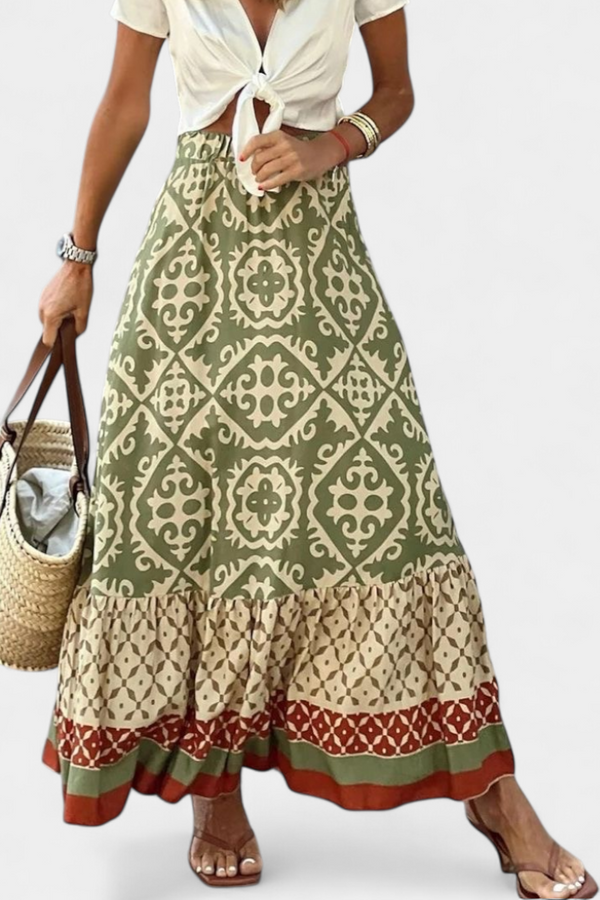 Jupe Maxi Éthyl Imprimée avec Volant