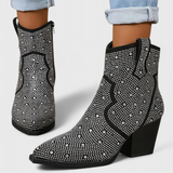 Bottes Élégantes Berenice avec Patchwork et Fermeture Éclair Latérale