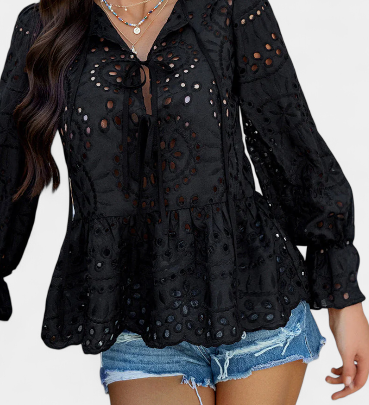 Kayden | Top Bohémien en Dentelle avec Coupe Fluide