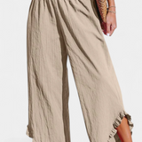 Justina Pantalon Palazzo à Volants et Taille Haute