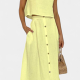 Naha Ensemble en Coton avec Gilet et Boutons Frontaux