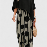 Ensemble Asymétrique Aleida avec Top et Pantalon Imprimé