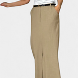 Jupe Amani Longue à Taille Haute avec Fente Avant et Coupe Droite