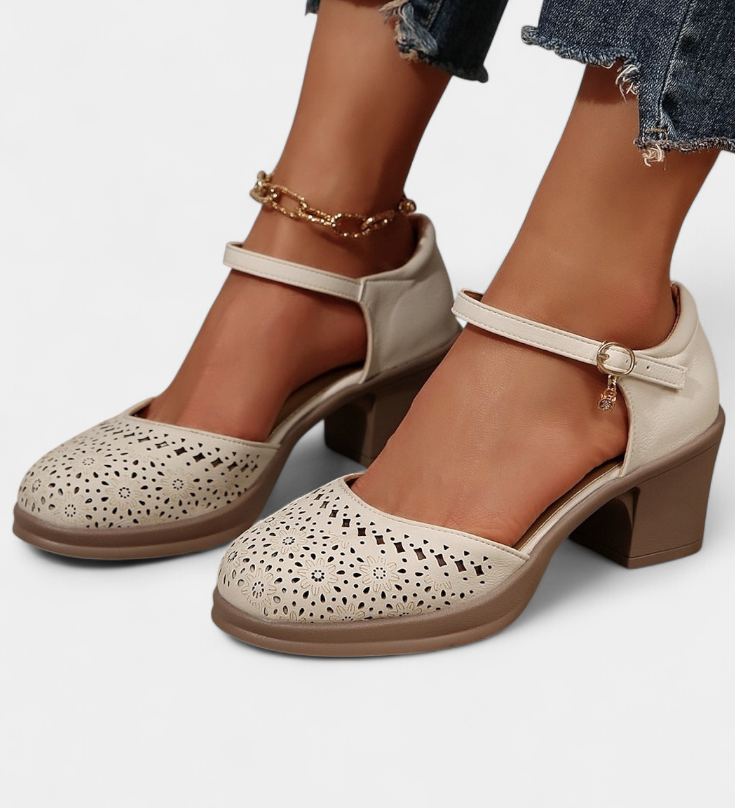 Bottines Femme en Cuir Synthétique avec Boucle Décorative