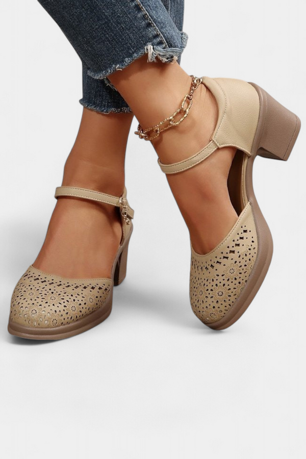 Bottines Femme en Cuir Synthétique avec Boucle Décorative