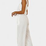 Pascuala Ensemble en Lin de Deux Pièces avec Haut Sans Manches et Pantalon Fluide