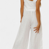 Pascuala Ensemble en Lin de Deux Pièces avec Haut Sans Manches et Pantalon Fluide