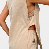 Ensemble Loren en Lin Sans Manches de Style Décontracté