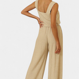 Pascuala Ensemble en Lin de Deux Pièces avec Haut Sans Manches et Pantalon Fluide