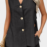 Ensemble Loren en Lin Sans Manches de Style Décontracté