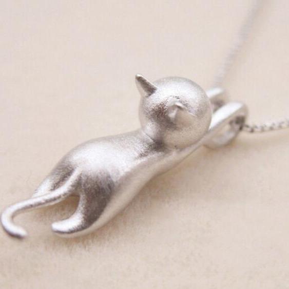 Collier en Argent Sterling avec Chat Joueur
