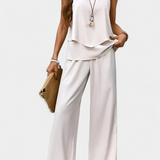 Ensemble Boho Élégant Martina Sans Manches avec Pantalon Droit Imprimé