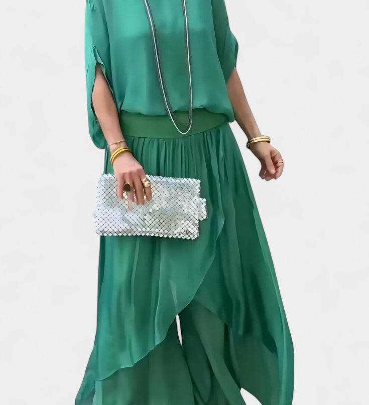 Maravilla Ensemble Fluide de Deux Pièces avec Top Ample et Jupe Asymétrique