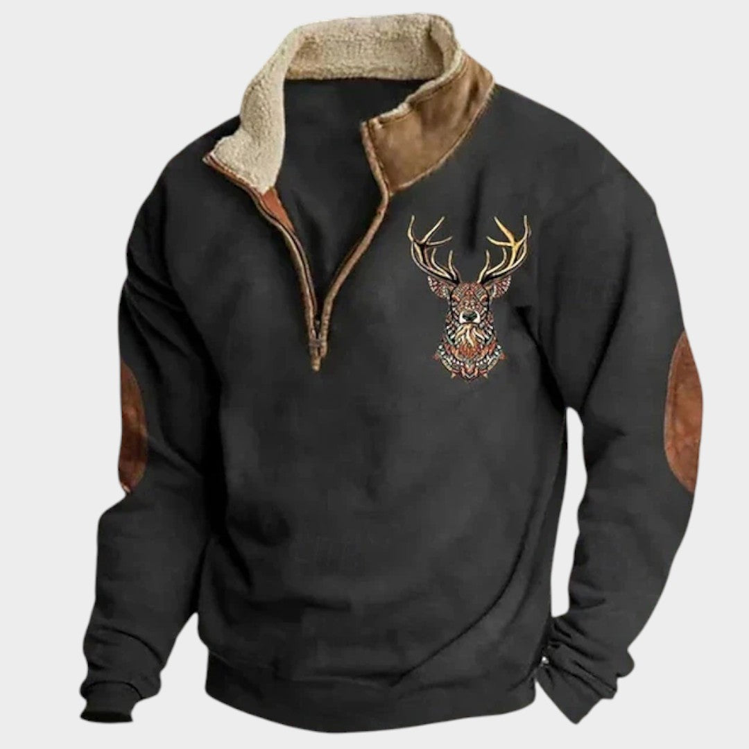 Christos™ | Sweat à Capuche d'Hiver en Polaire avec Design de Cerf