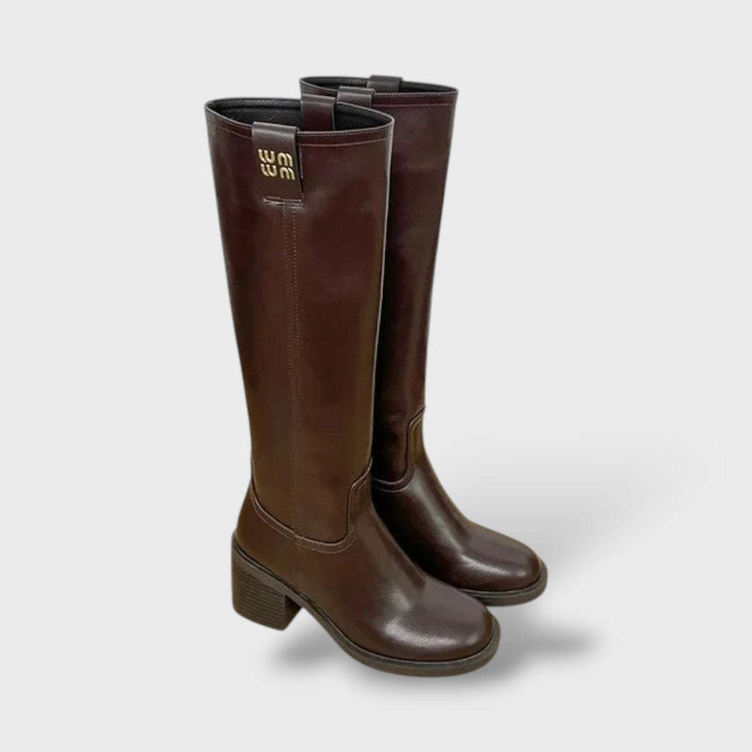 Bottes Longues en Cuir avec Plateforme Style Knight