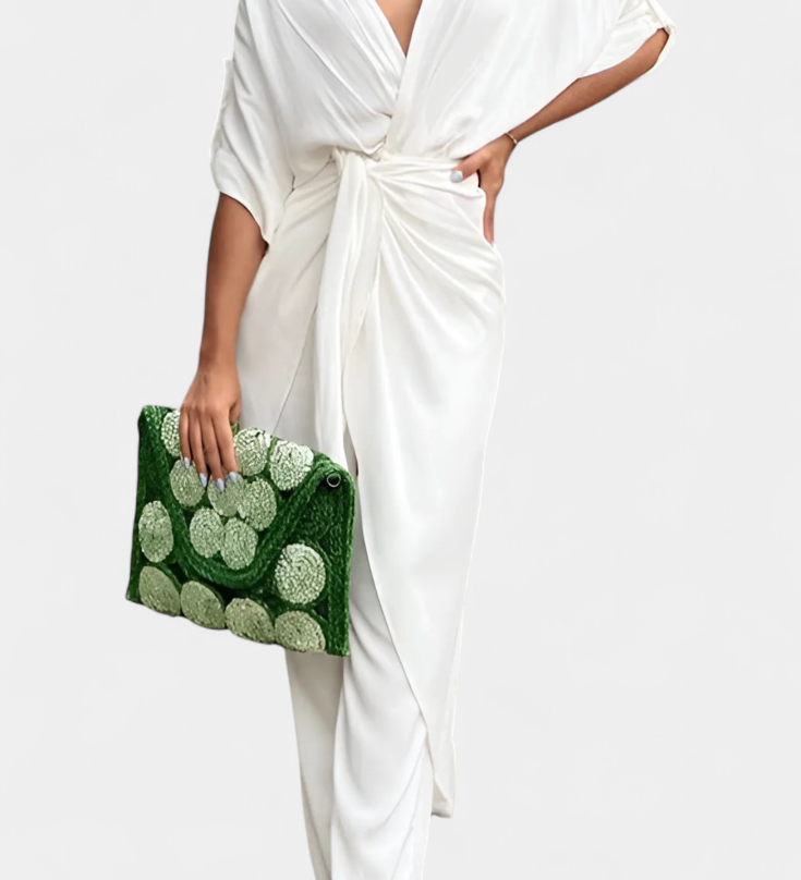 Ensemble Mayleen Croisé avec Nœud Frontal et Pantalon Droit